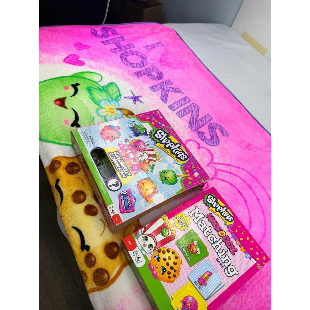 Shopkins Bundle Blanket Supermarket Scramble & Make A Deal Games Complete